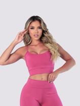 Top De Academia Feminino Cropped Faixa Alcinha Casual Básico Liso com Bojo Treino Fitness