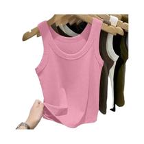 Top De Alça Larga Branco Com Detalhes Em Relevo Para Mulheres, Casual De Verão, Cores Candy