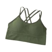 Top De Alças Cruzadas Sexy Para Mulheres, Sutiã Esportivo Respirável E Macio, Cor Sólida Para Yoga E