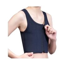 Top De Bandagem Com Zíper Frontal Para Mulheres Transmen, Modelador Slim De Malha Respirável