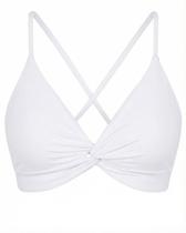 Top de biquíni Amy Babe Twist Front com decote em V branco para mulheres Top de biquíni Amy Babe Twist Front com decote em V branco para mulheres