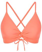 Top de biquíni Amy Babe Twist Front com decote em V laranja rosa para mulheres Top de biquíni Amy Babe Twist Front com decote em V laranja rosa para mulheres