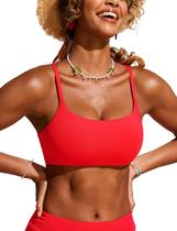 Top de Biquíni CRZ YOGA Decote U Acolchoado Ajustável Vermelho G Top de Biquíni CRZ YOGA Decote U Acolchoado Ajustável Vermelho G