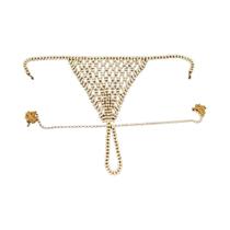 Top De Biquíni De Luxo Feminino Com Corrente De Cristal Em Rede, Lingerie De Cristal Para Noite De