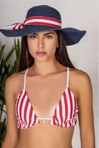 Top de Biquíni Listrado Vermelho Marina - Elegante e Clássico
