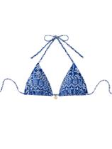 Top de biquíni Milumia Floral Halter Triangle Cup azul/branco