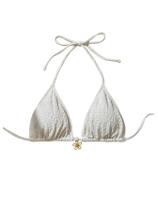Top de biquíni Milumia Floral Halter Triangle Cup bege para mulheres Top de biquíni Milumia Floral Halter Triangle Cup bege para mulheres