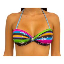 Top De Biquíni sem alça Torcido Estampado Moda Praia