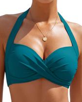 Top de biquíni VividHarbor Retro Twist Front Push Up para mulheres Top de biquíni VividHarbor Retro Twist Front Push Up para mulheres