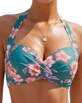 Top de biquíni VividHarbor Retro Twist Front Push Up para mulheres Top de biquíni VividHarbor Retro Twist Front Push Up para mulheres