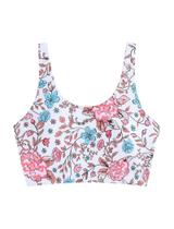 Top de biquíni ZAFUL Front Knot Crop Tankini acolchoado rosa floral