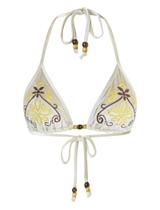 Top de biquíni ZAFUL Triangle Halter Bordado em Veludo Bordado Top de biquíni ZAFUL Triangle Halter Bordado em Veludo Bordado