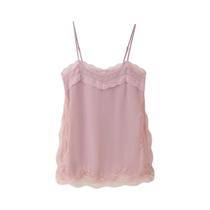 Top De Camisola De Cetim Slim Com Costura Em Renda E Costas Descobertas Para Mulheres, Estilo Chic