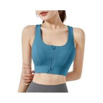 Top De Fitness Para Mulheres, Sutiã Esportivo Com Zíper Frontal, Alta Resistência a Impactos,
