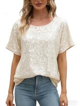 Top de lantejoulas Awoscut Sparkly Glitter Disco Party para mulheres Top de lantejoulas Awoscut Sparkly Glitter Disco Party para mulheres
