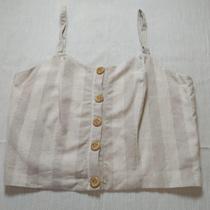 Top de Linho / Viscose Listrado de Alcinha com Abertura de Botões na Frente e Zíper nas Costas. Top de Linho / Viscose Listrado de Alcinha com Abertura de Botões na Frente e Zíper nas Costas.