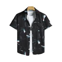 Top de manga curta estampado geométrico masculino, preto, faça uma declaração com nosso legal