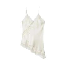 Top De Renda Assimétrico Com Decote Em V Para Mulheres, Estilo Chic De Verão 2025, Moda Sexy