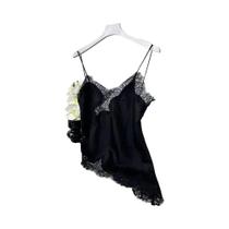 Top De Renda Preta Com Decote Em V Para Mulheres, Sem Mangas, Estilo Y2K, Chic Para Verão E Férias