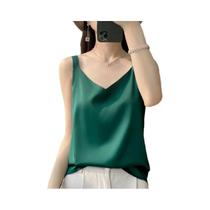 Top De Seda Feminino Com Decote Em V, Estilo Solto, Moda Primavera Verão, Colete Fino