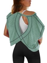 Top de treino curto SENSERISE com costas abertas e manga curta para mulher