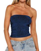 Top de tubo BAIGRAM Strapless Shimmer com revestimento duplo no estilo Y2K Top de tubo BAIGRAM Strapless Shimmer com revestimento duplo no estilo Y2K