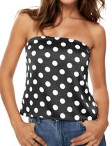 Top de tubo Ythomm feminino de bolinhas, sem encosto, preto dividido Top de tubo Ythomm feminino de bolinhas, sem encosto, preto dividido