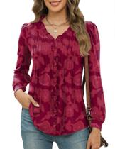 Top de túnica Micoson Going Out Dating Chic Plissado Vermelho Floral