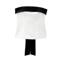 Top De Veludo Com Patchwork Para Mulheres, Sem Alças, Decote Reto, Zíper Lateral, Moda Sexy Top De Veludo Com Patchwork Para Mulheres, Sem Alças, Decote Reto, Zíper Lateral, Moda Sexy