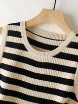 Top De Verão Feminino Com Listras, Sem Mangas, Tricotado, Justo E Sexy Top De Verão Feminino Com Listras, Sem Mangas, Tricotado, Justo E Sexy