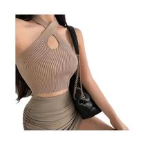 Top De Verão Feminino Slim Fit Em Cor Sólida, Básico E Trendy Y2K, Top De Malha Para Saídas E Férias Top De Verão Feminino Slim Fit Em Cor Sólida, Básico E Trendy Y2K, Top De Malha Para Saídas E Férias