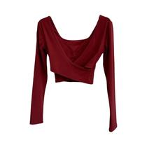 Top De Yoga Feminino De Manga Longa Com Almofada Para O Peito Cruzada Nas Costas Para Corrida Top De Yoga Feminino De Manga Longa Com Almofada Para O Peito Cruzada Nas Costas Para Corrida