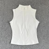 Top De Yoga Feminino Slim Fit De Secagem Rápida Sem Mangas Com Gola Alta Elástica E Zíper Para O Top De Yoga Feminino Slim Fit De Secagem Rápida Sem Mangas Com Gola Alta Elástica E Zíper Para O