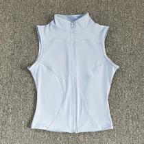 Top De Yoga Feminino Slim Fit De Secagem Rápida Sem Mangas Com Gola Alta Elástica E Zíper Para O
