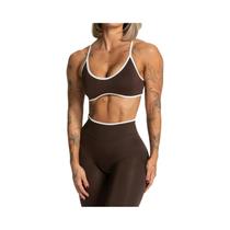 Top De Yoga Fitness Feminino Sem Costas Em Cor Sólida Para O Verão Com Almofada De Malha