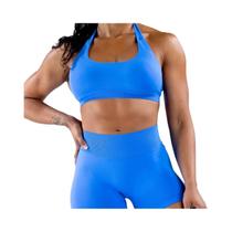 Top De Yoga Sem Costura Com Alças Halter Para Mulheres, Suporte Médio, Costas Abertas