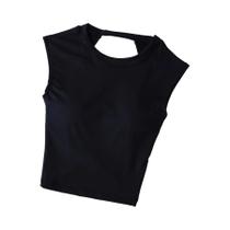 Top De Yoga Sexy Sem Costas Para Mulheres, Manga Curta, Com Almofada Fixa No Peito, Colete De