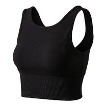 Top deportivo corto reversible sin mangas en canalé negro Top deportivo corto reversible sin mangas en canalé negro
