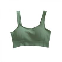 Top detalhe listra sem costura basic + verde - g - 96 poliéster 4 elastano - forro parcial - tecido circular - basic+
