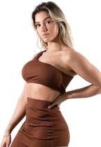 Top Diluxo Laço Um Ombro Só Marrom P