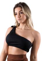 Top Diluxo Laço Um Ombro Só Preto GG