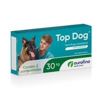 Top dog 30kg vermifugo palatavel para cães com 2 comprimidos trata giardia ouro fino