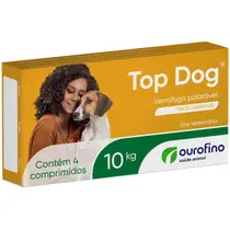 Top Dog para Cães de até 10 Kg Ourofino Vermifugo - 4 Comprimidos Top Dog para Cães de até 10 Kg Ourofino Vermifugo - 4 Comprimidos