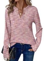 Top Dokotoo Spring para mulheres, manga comprida, decote em V, malha waffle Top Dokotoo Spring para mulheres, manga comprida, decote em V, malha waffle