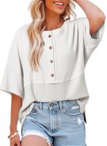 Top Dokotoo Waffle Knit Oversize para mulheres, branca, tamanho L