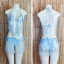 Top e Cinto Furta-Cor Com Franjas em Paete - Dança do Ventre/Carnaval - Pronta Entrega TCFPE-1