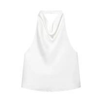 Top Elegante Feminino Com Decote Halter E Costas Descobertas Moda De Rua Primavera Verão Colete