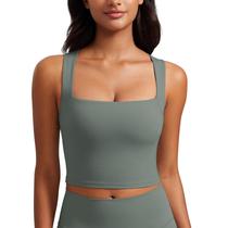Top Esportivo CRZ YOGA Butterluxe Decote Quadrado Cinza Sálvia P