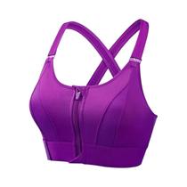 Top Esportivo Feminino Com Zíper Frontal, Alças Ajustáveis, À Prova De Choque, Elástico Para Fitness