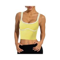 Top Esportivo Feminino Sem Costura Com Bloco De Cores, Alta Elasticidade, Sem Mangas, Estilo U-Back